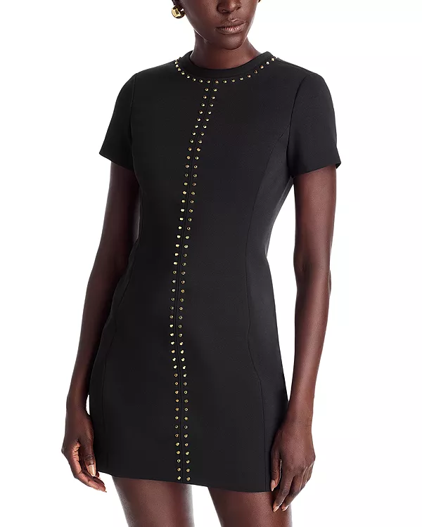 

Мини-Платье с короткими рукавами, украшенное заклепками Michael Kors, черный