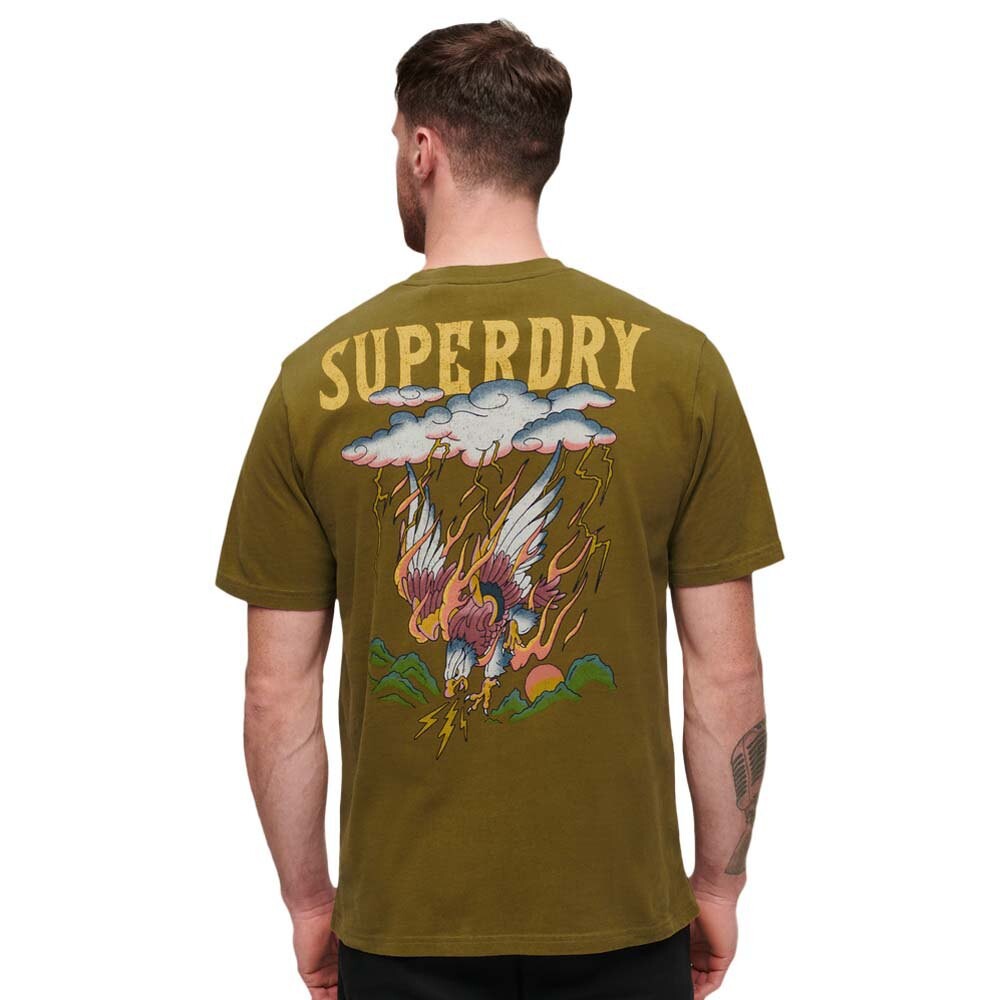 Футболка с коротким рукавом Superdry Tattoo Graphic Loose, зеленый — фото 2