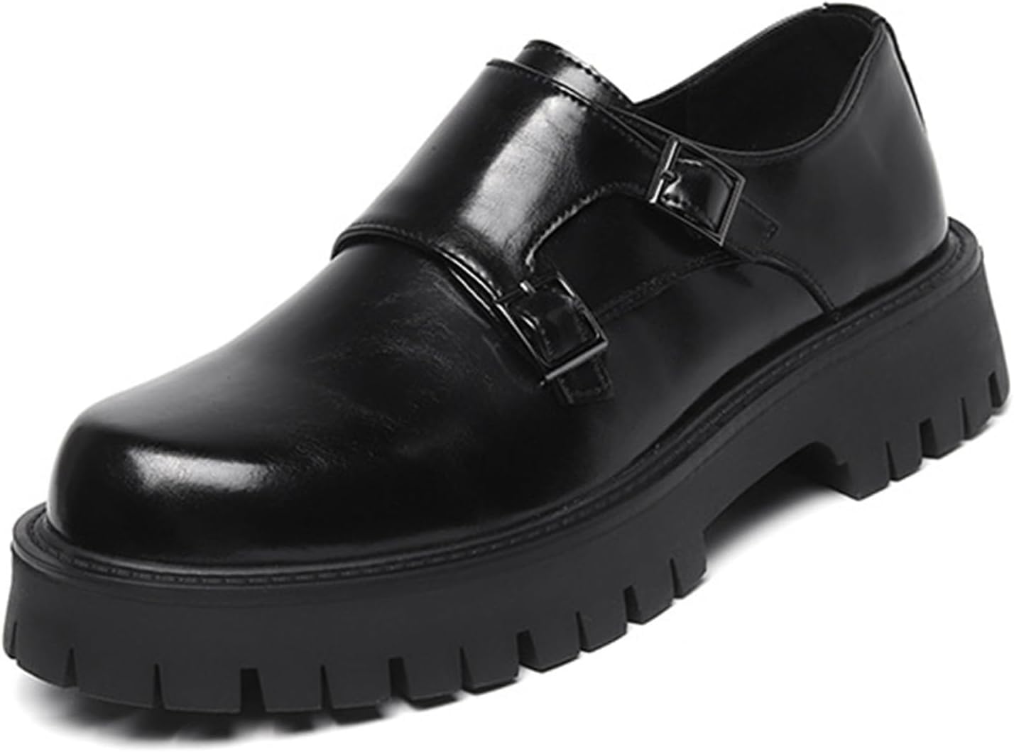 

Мужские кожаные черные деловые туфли на платформе с двойным ремешком Монах, оксфорды, кроссовки, модные, противоскользящие, низкие, для ходьбы Riceelsor