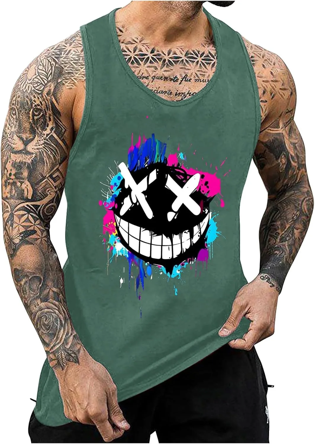 

Футболка X-Eyes-Smiling-Face Dripping Paint Graffiti без рукавов