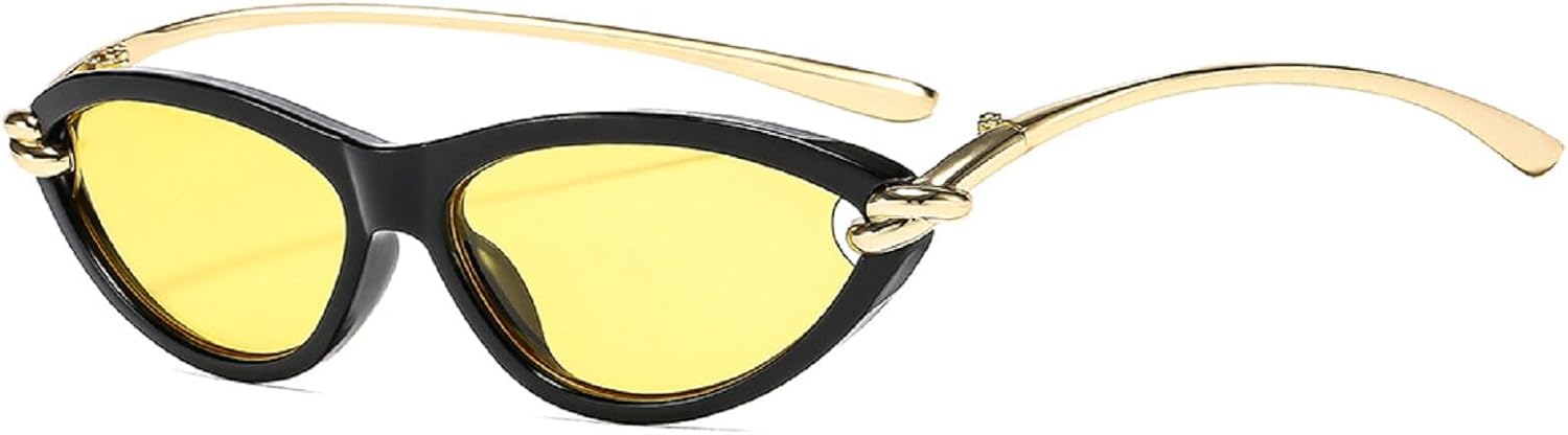 

Женские солнцезащитные очки в тонкой оправе «кошачий глаз», роскошные овальные металлические солнцезащитные очки в винтажном стиле с защитой от УФ-излучения UV400 mincl, Black Yellow