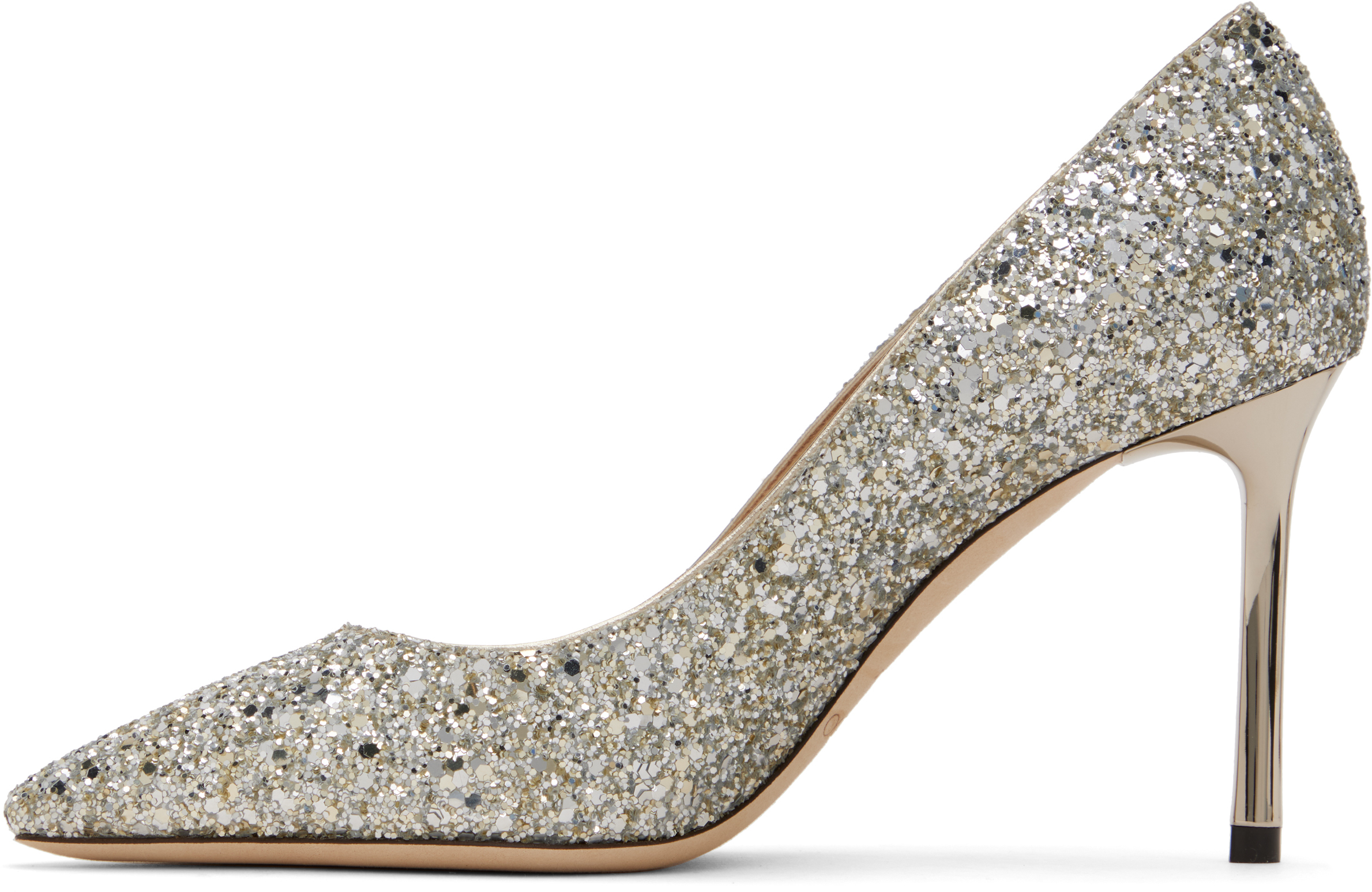 Серебряные туфли Romy 85 Jimmy Choo, Champagne — фото 3