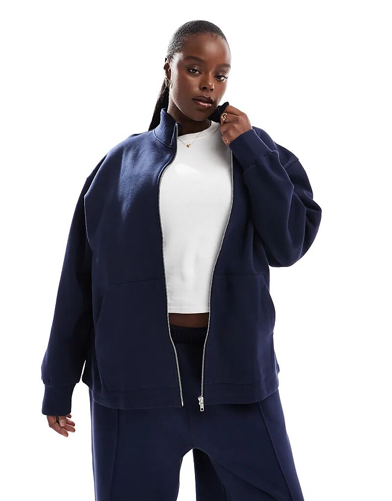 

Толстовка с высоким воротом и застежкой-молнией ASOS DESIGN Curve темно-синего цвета Asos Curve