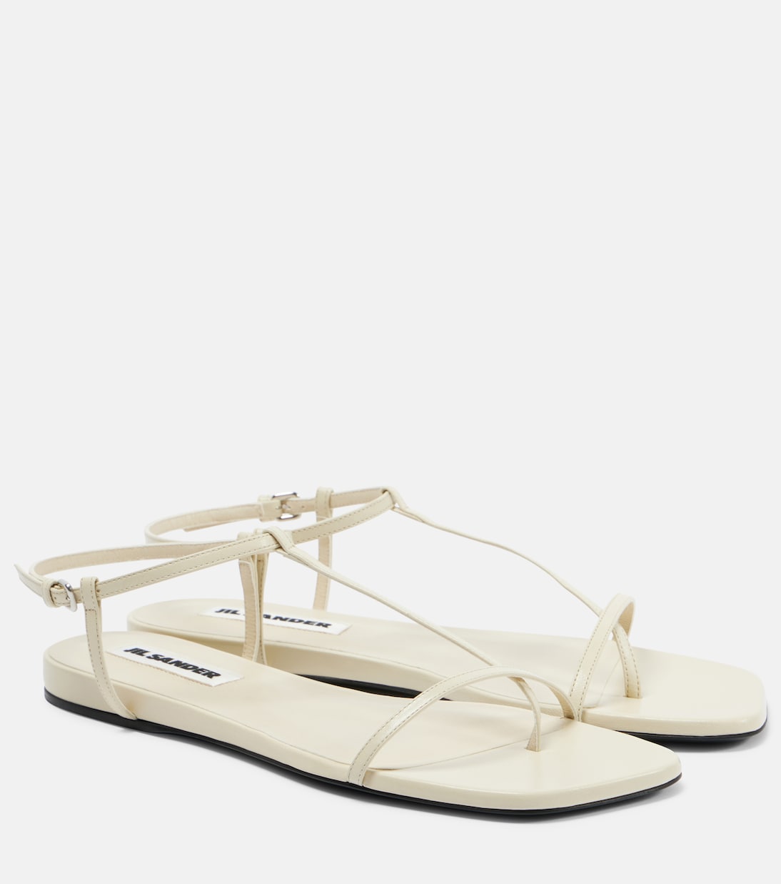 Кожаные сандалии-шлепки Jil Sander, Chalk