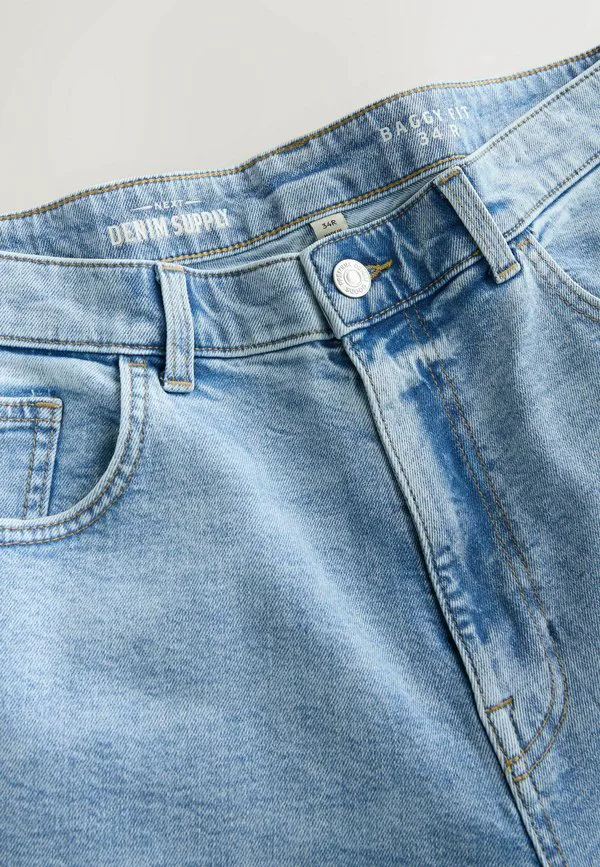 Классические эластичные джинсы свободного кроя Next, Bleach Blue Denim — фото 2