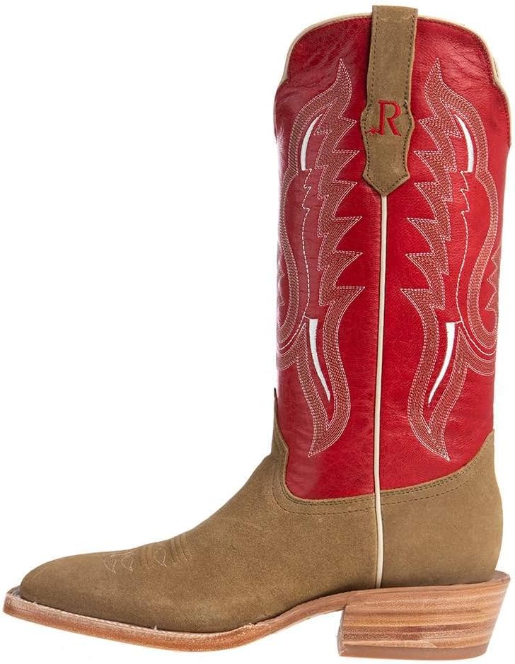 Мужские ковбойские сапоги R Watson R Watson Sand Roughout 13 Cherry Red из красной кожи с квадратным носком R Watson Boots — фото 3