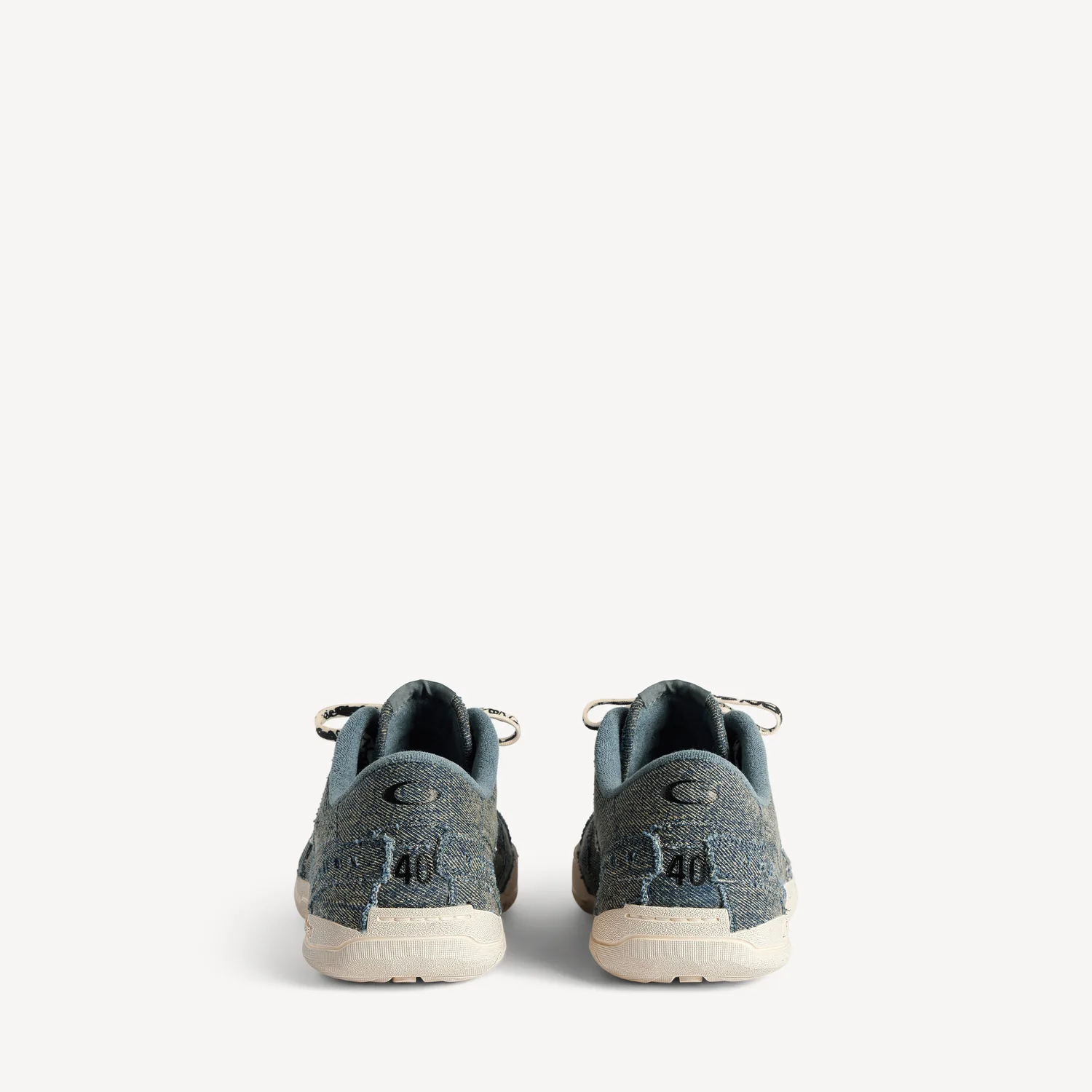 BALENCIAGA Мужские кеды Hamptons из денима, синие/молочные — фото 3