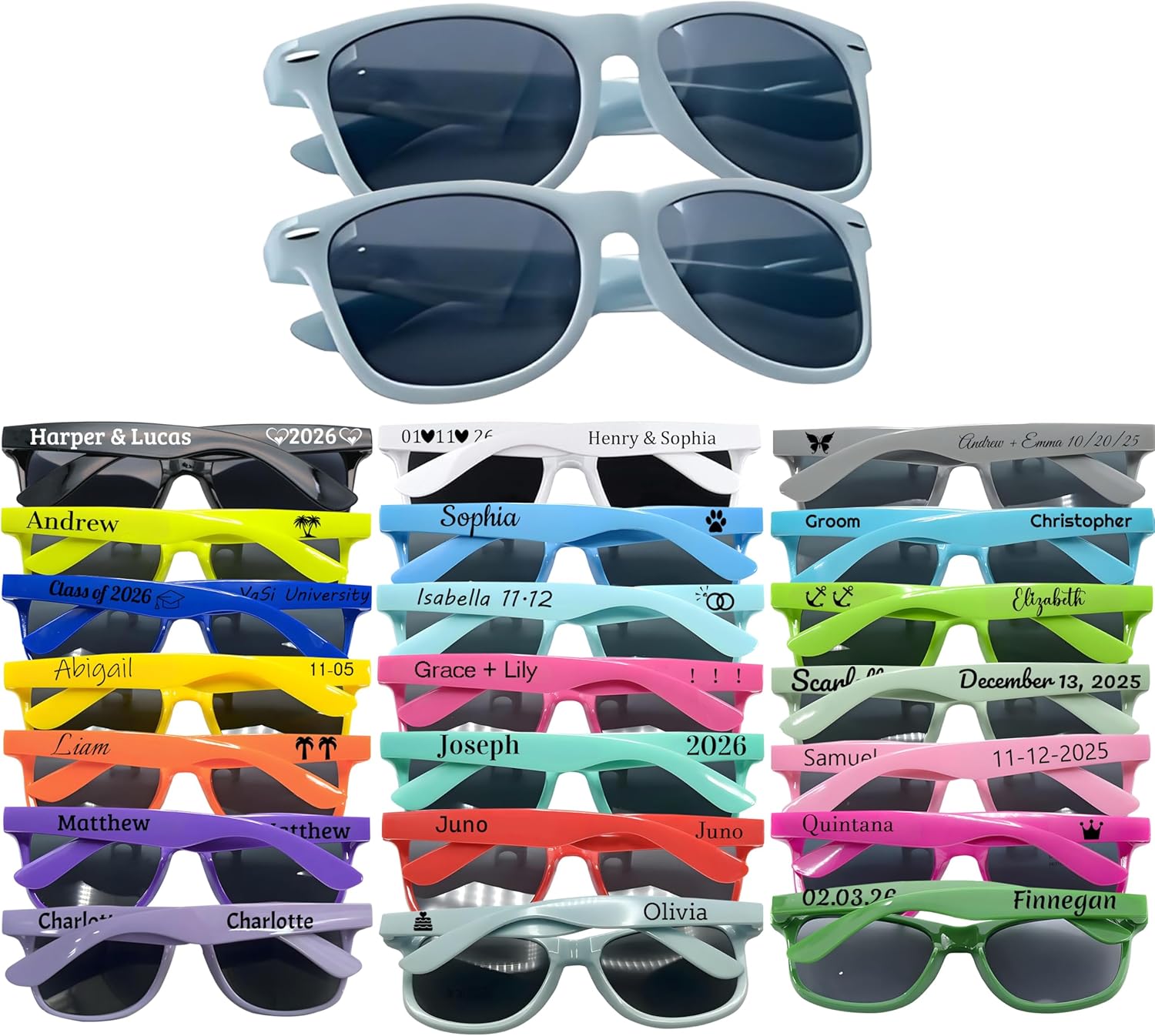 

Свадебные солнцезащитные очки на заказ, оптовые заказы персонализированных солнцезащитных очков с защитой от УФ-излучения UV 400, сувениры для вечеринок, классические ретро-солнцезащитные очки для мужчин и женщин DFDG, Pale Blue