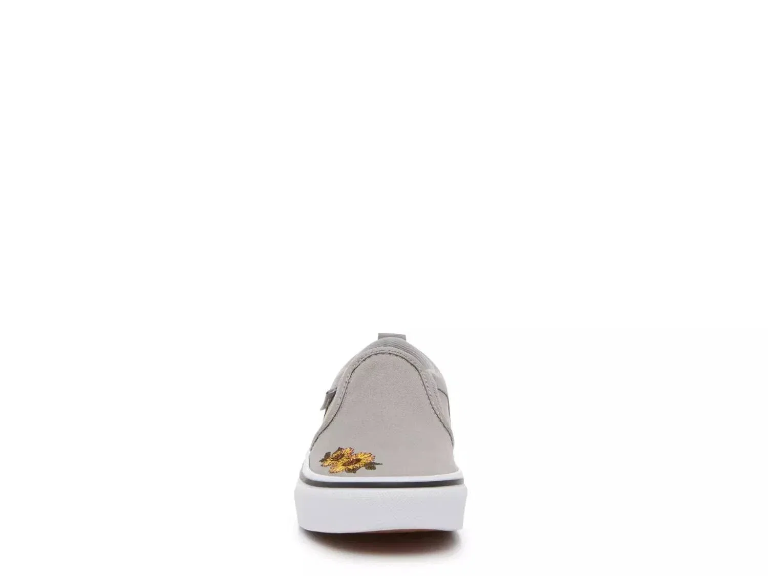 Детские кроссовки Vans Asher, серые с белым цветочным принтом, на платформе, модель ZAP967 — фото 4