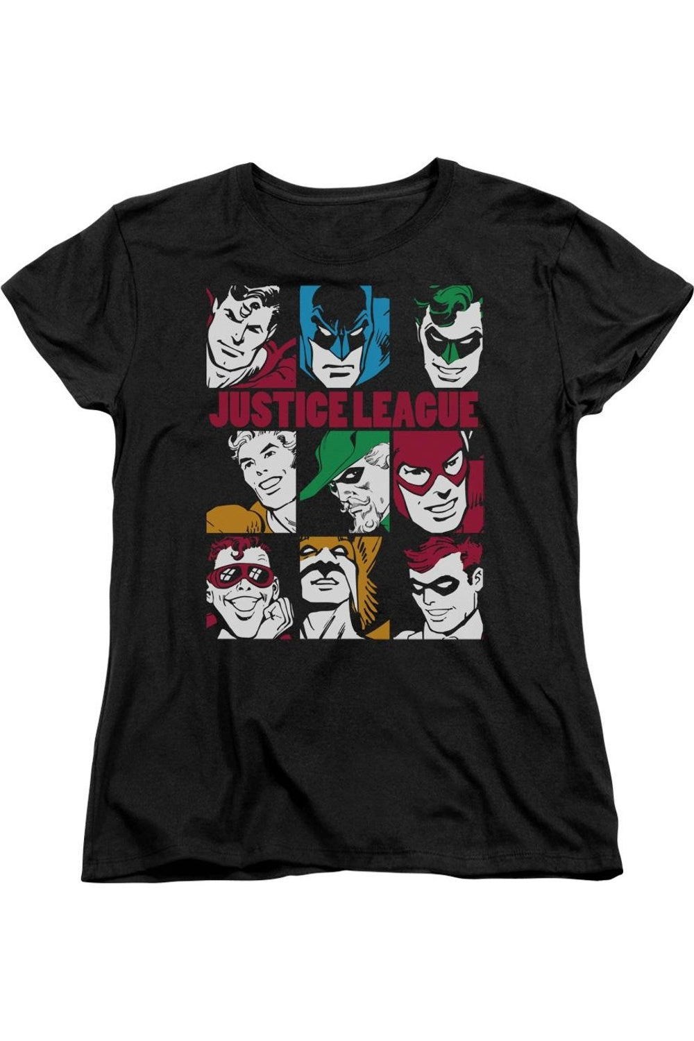 

Женская футболка с коротким рукавом DC Comics «Девять блоков правосудия» Gildan, черный