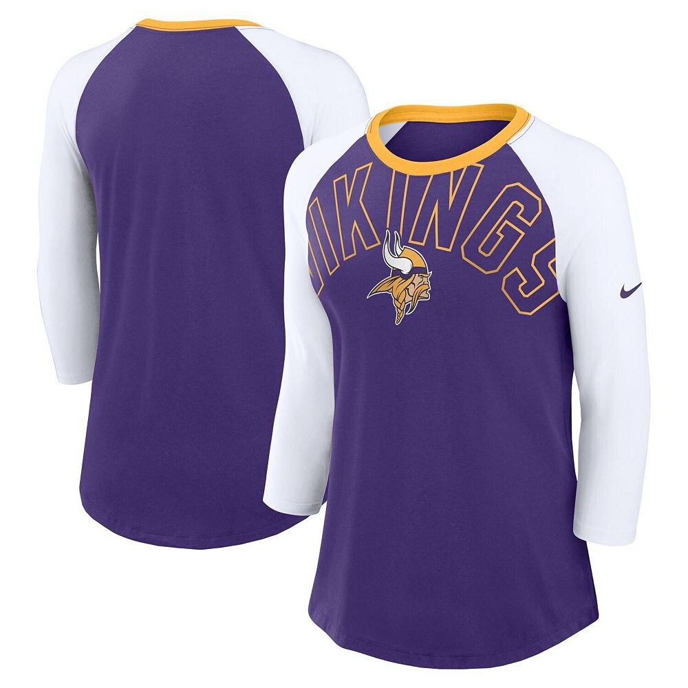 

Женская футболка Nike Minnesota Vikings Knockout Arch Tri-Blend с рукавами 3/4, фиолетовая/белая, цвет Mvk Purple