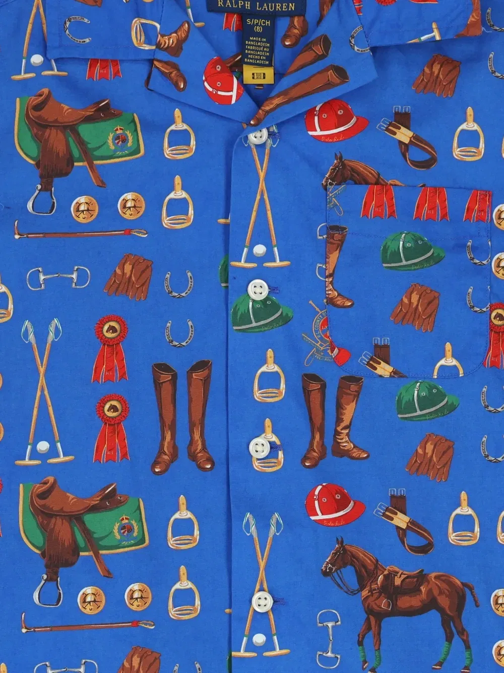 Рубашка с принтом лошади Polo Ralph Lauren Kids, синий — фото 3