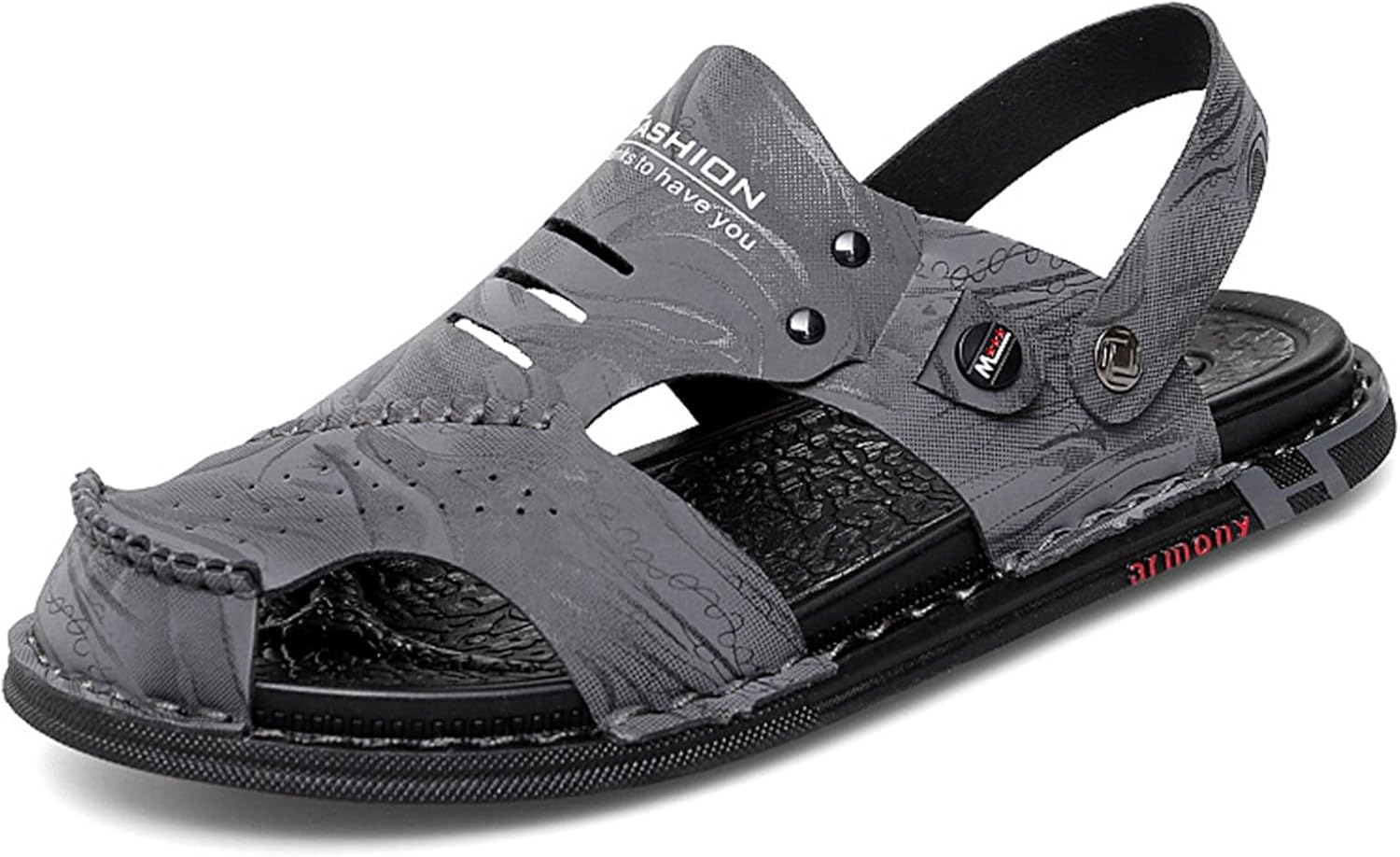

Мужские кожаные сандалии RiceelSor ручной работы, закрытые носки, повседневные, рыбацкого типа, для улицы, регулируемые, дышащие, противоскользящие, удобные, легкие, ортопедические, пляжные тапочки, серый