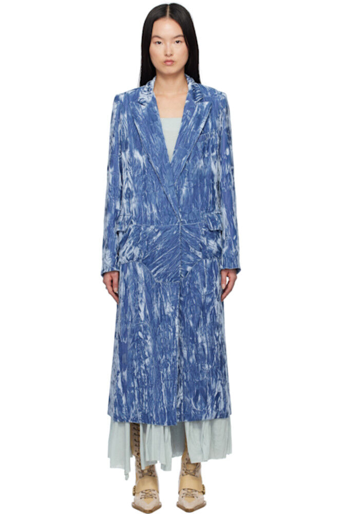 

Синее короткое пальто из меха росомахи Collina Strada