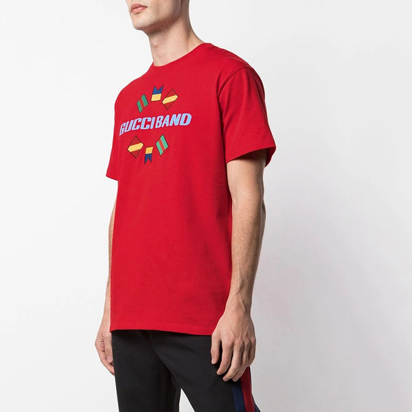 Футболка band embroidered large logo short sleeve red Gucci, красный — фото 3