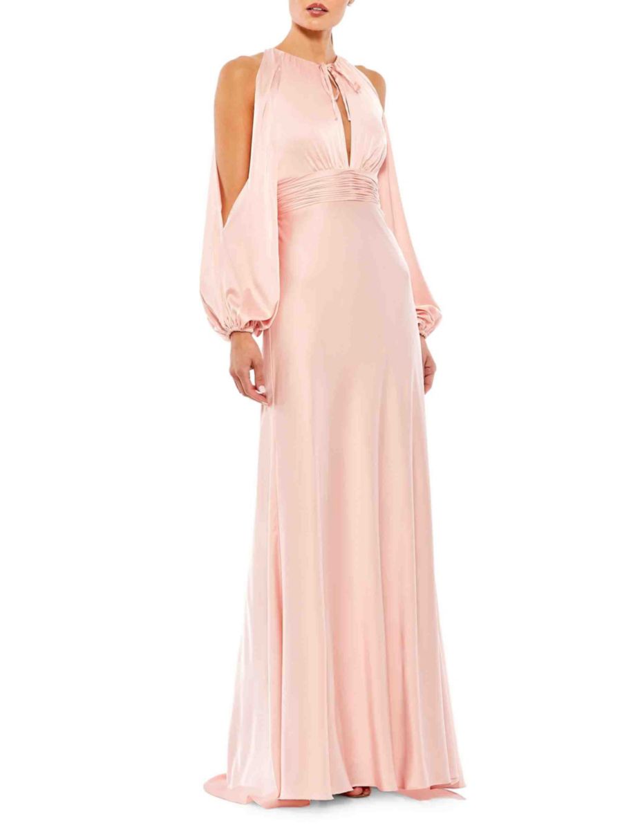 

Атласное платье с открытыми плечами Mac Duggal, цвет Salmon