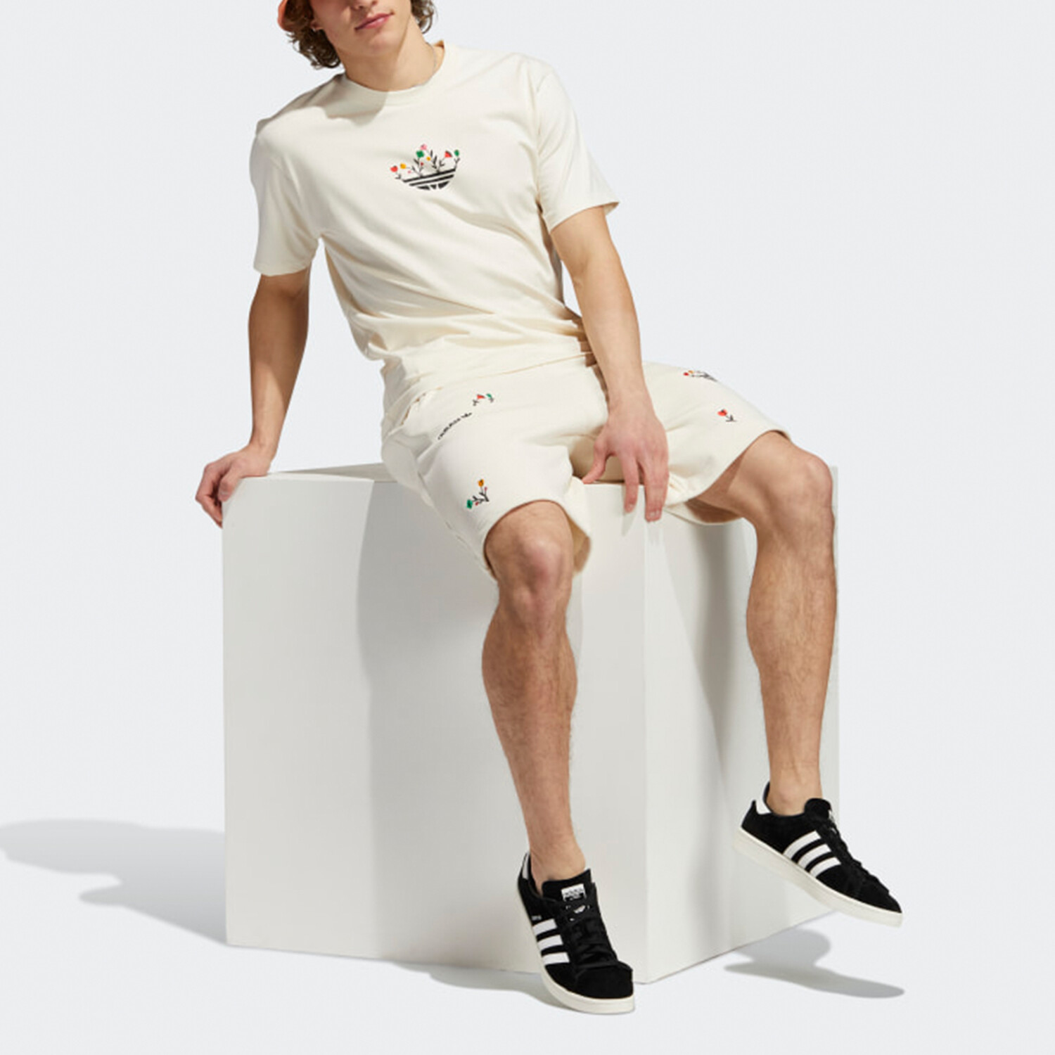 Футболка с трилистником для мужчин Off White Adidas Originals, кремовый — фото 2