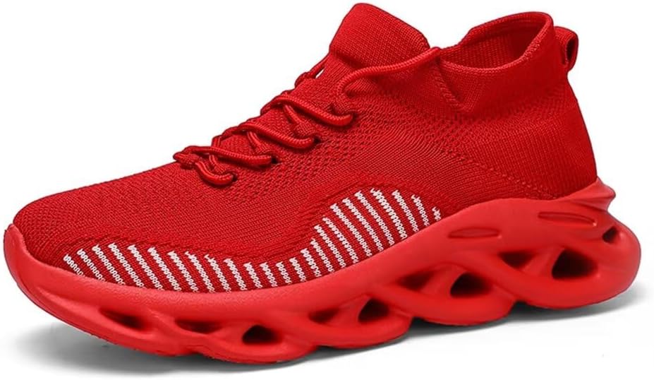 

Мужские слипоны Jakcuz с носками, прогулочные туфли, дышащие, легкие, с сеткой, на платформе, повседневные кроссовки для тенниса, модные кроссовки, красный