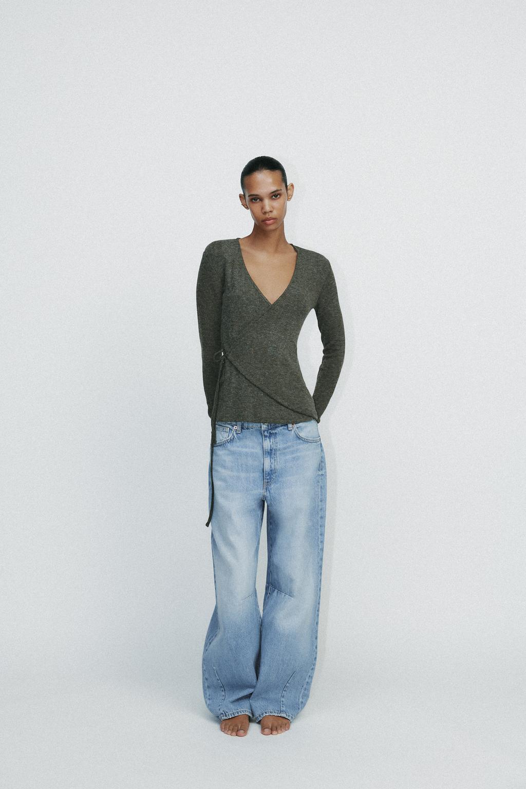 

Мягкая куртка-обертка ZARA, темно-зеленый