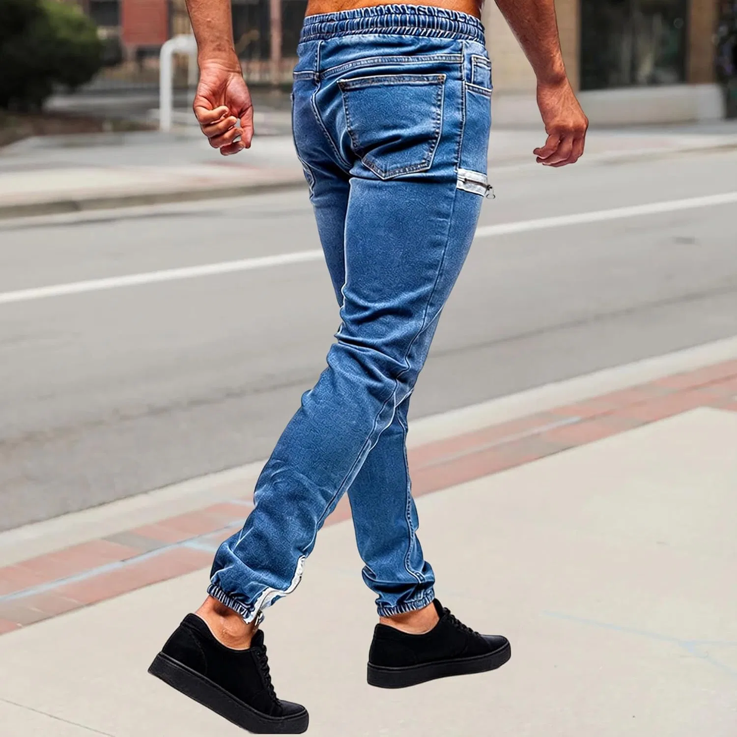 Джинсы деним, Streetwear Hip Hop, Dark Blue — фото 3