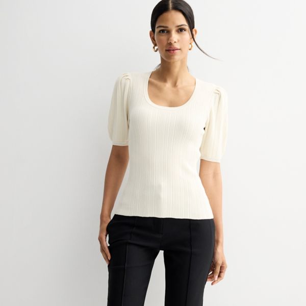 

Женский свитер с фонариками и круглым вырезом Nine West, цвет white oak