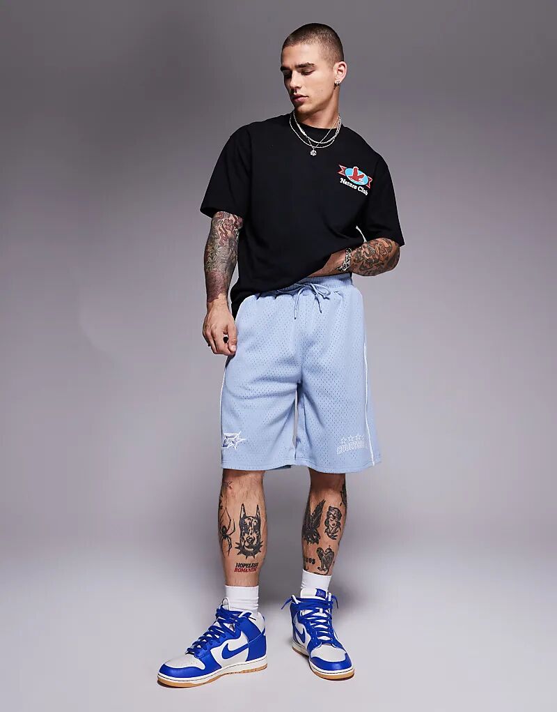 

Свободные шорты с логотипом Courtside Sports синего цвета