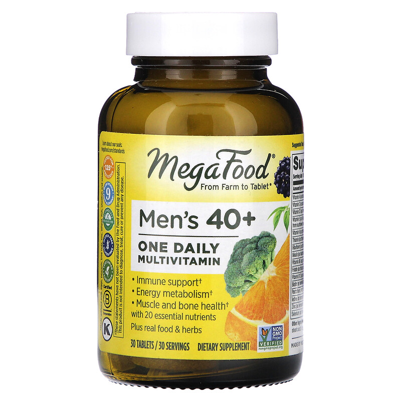 

MegaFood, мультивитамины для мужчин от 40 лет, 1 таблетка в день, 30 таблеток