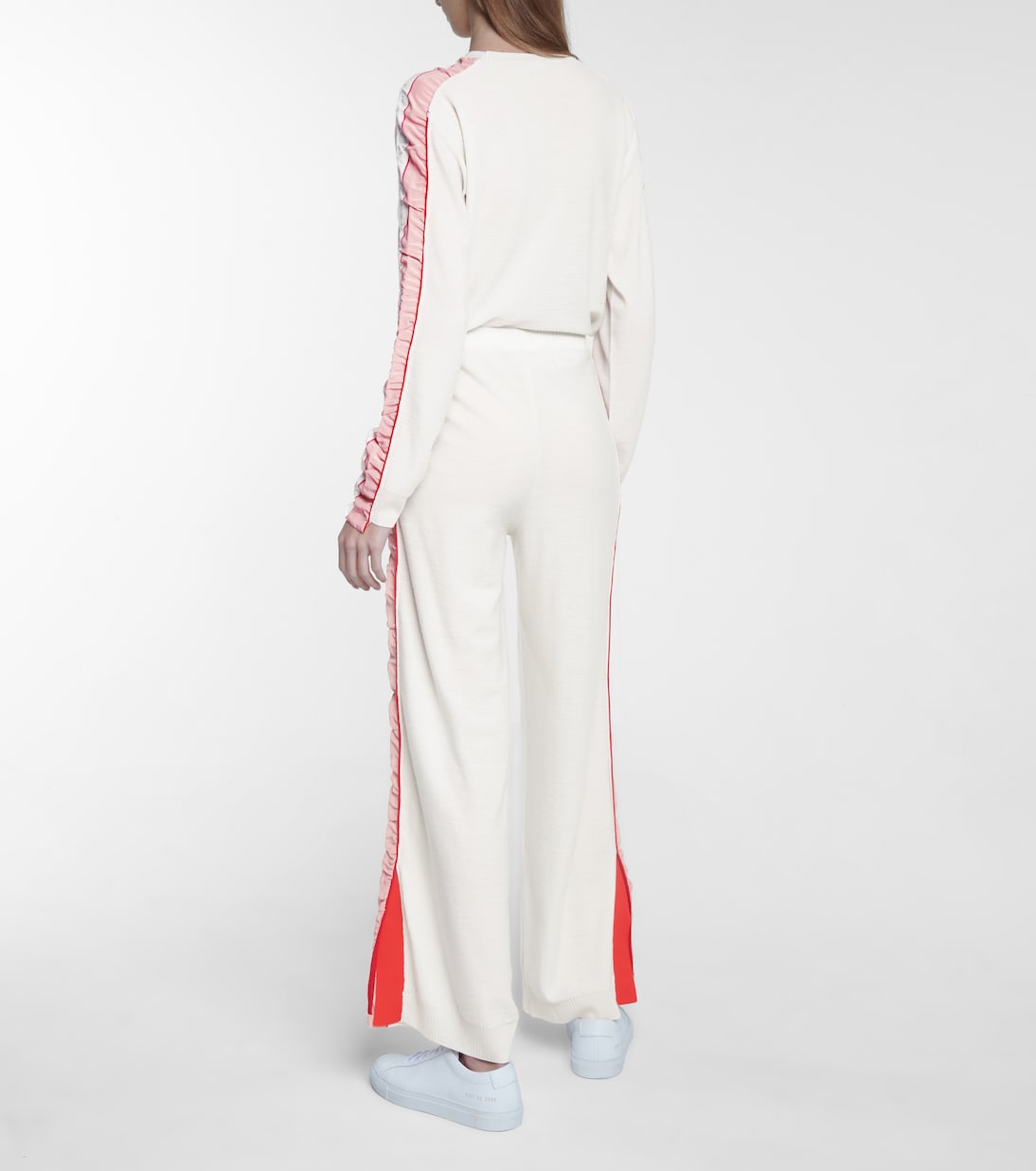 Спортивные брюки из натуральной шерсти с монограммой Stella McCartney, Parchment — фото 3
