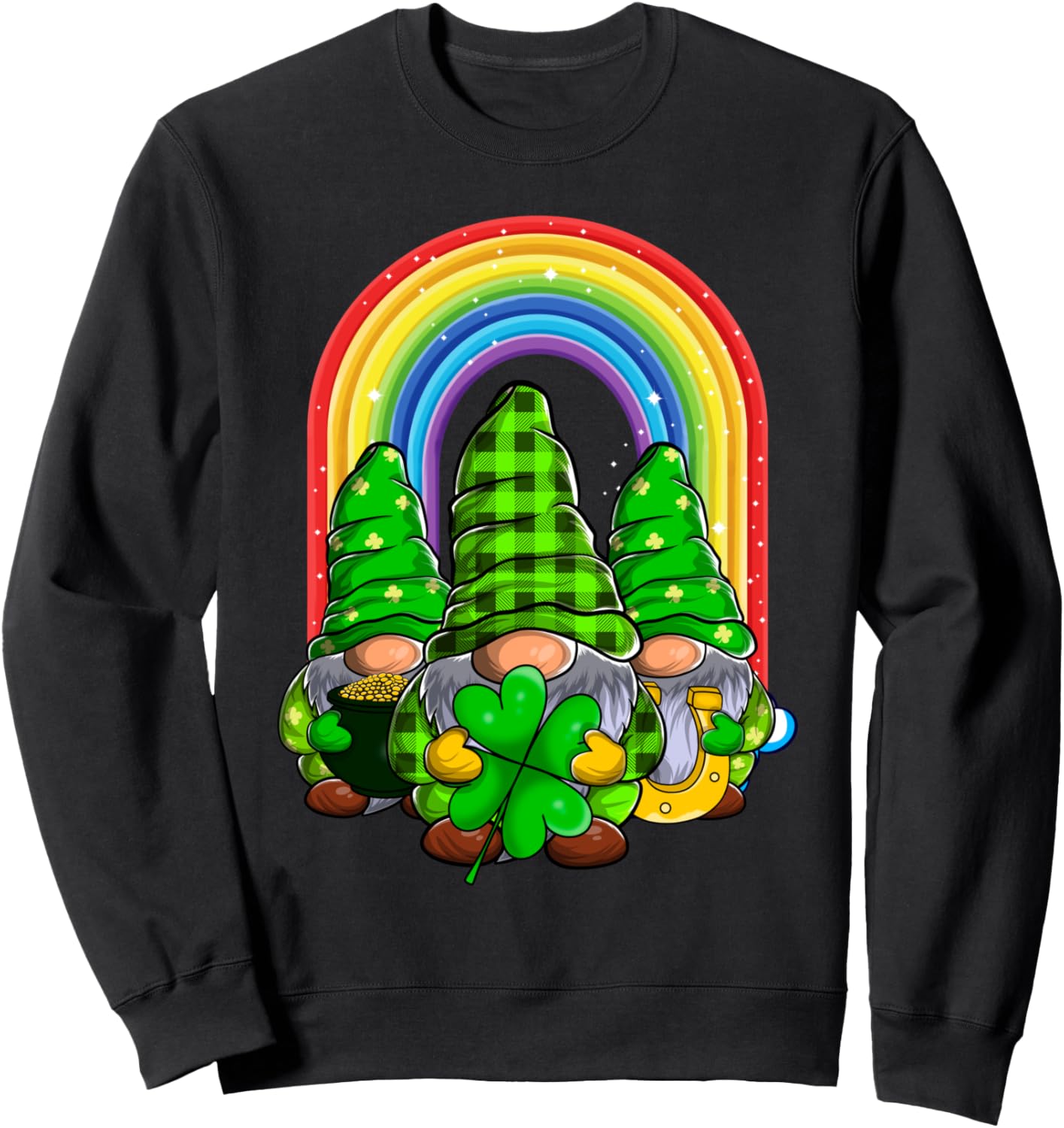 

Толстовка с изображением трех очаровательных ирландских гномов ко Дню Святого Патрика Three Charming Irish Gnomes, черный