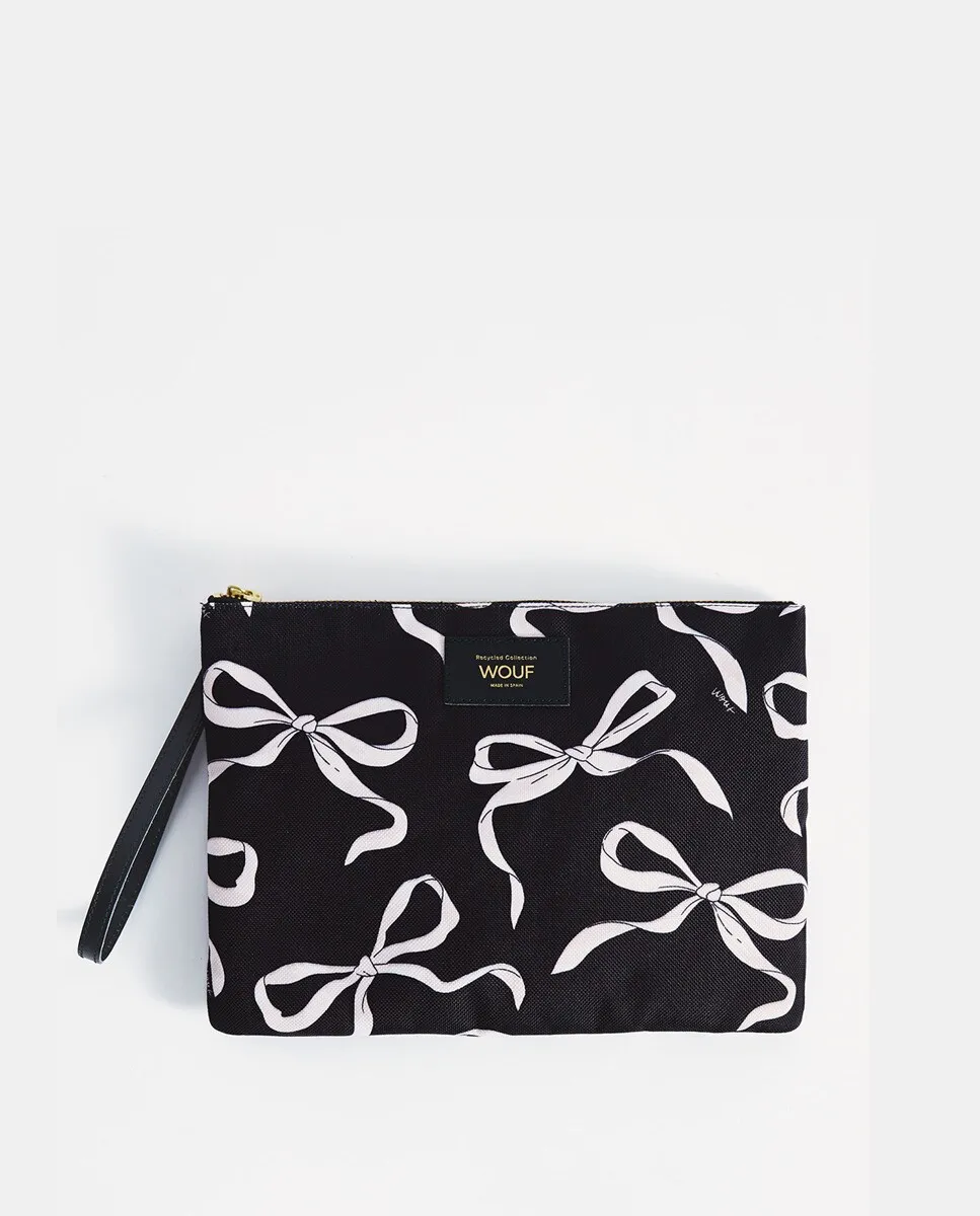 

Сумка-клатч XL с большой ручкой и черно-белым принтом в виде банта Wouf, Черный, Сумка-клатч XL с большой ручкой и черно-белым принтом в виде банта Wouf