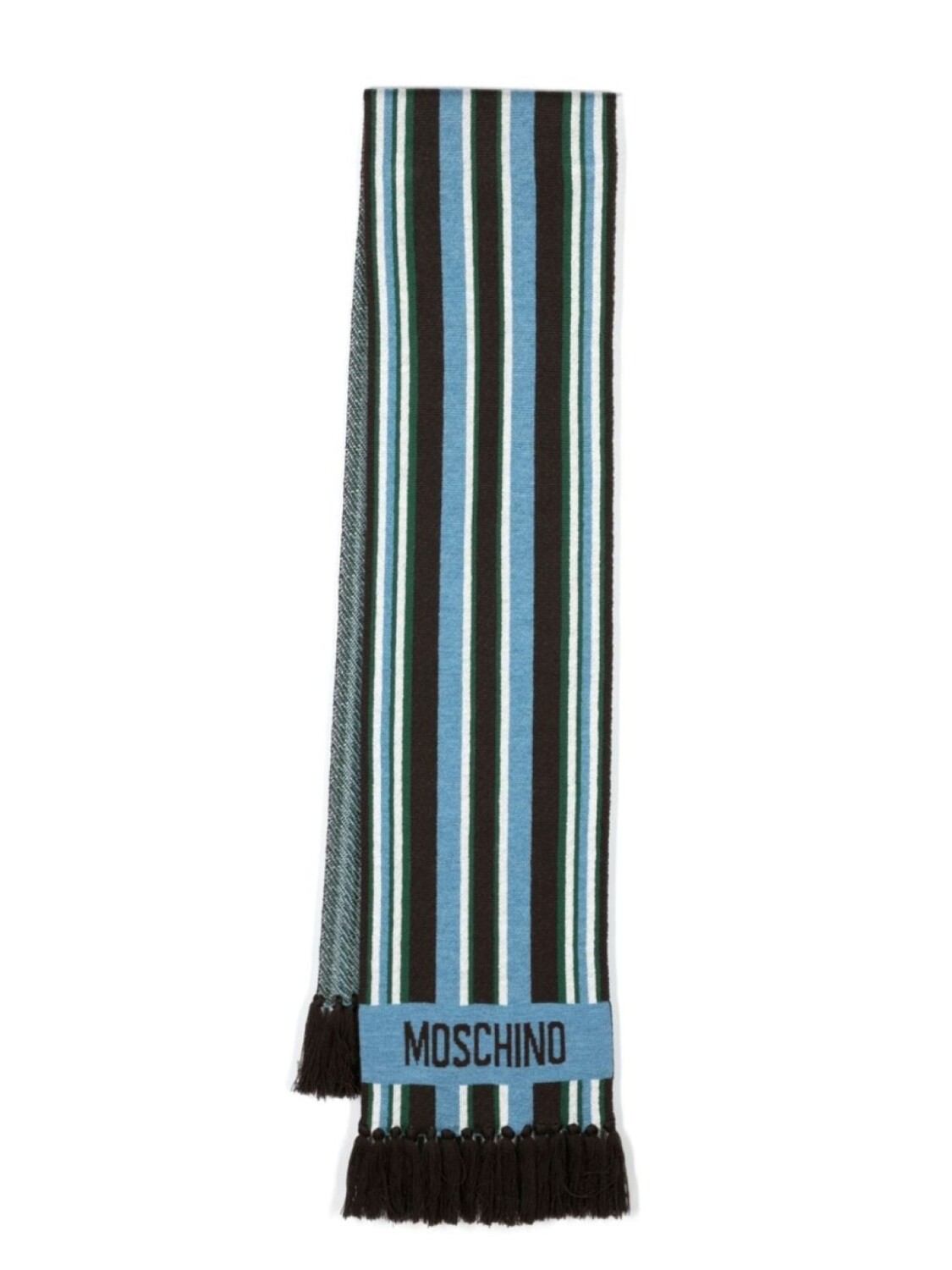 

Moschino шарф вязки интарсия с логотипом и полосками, синий
