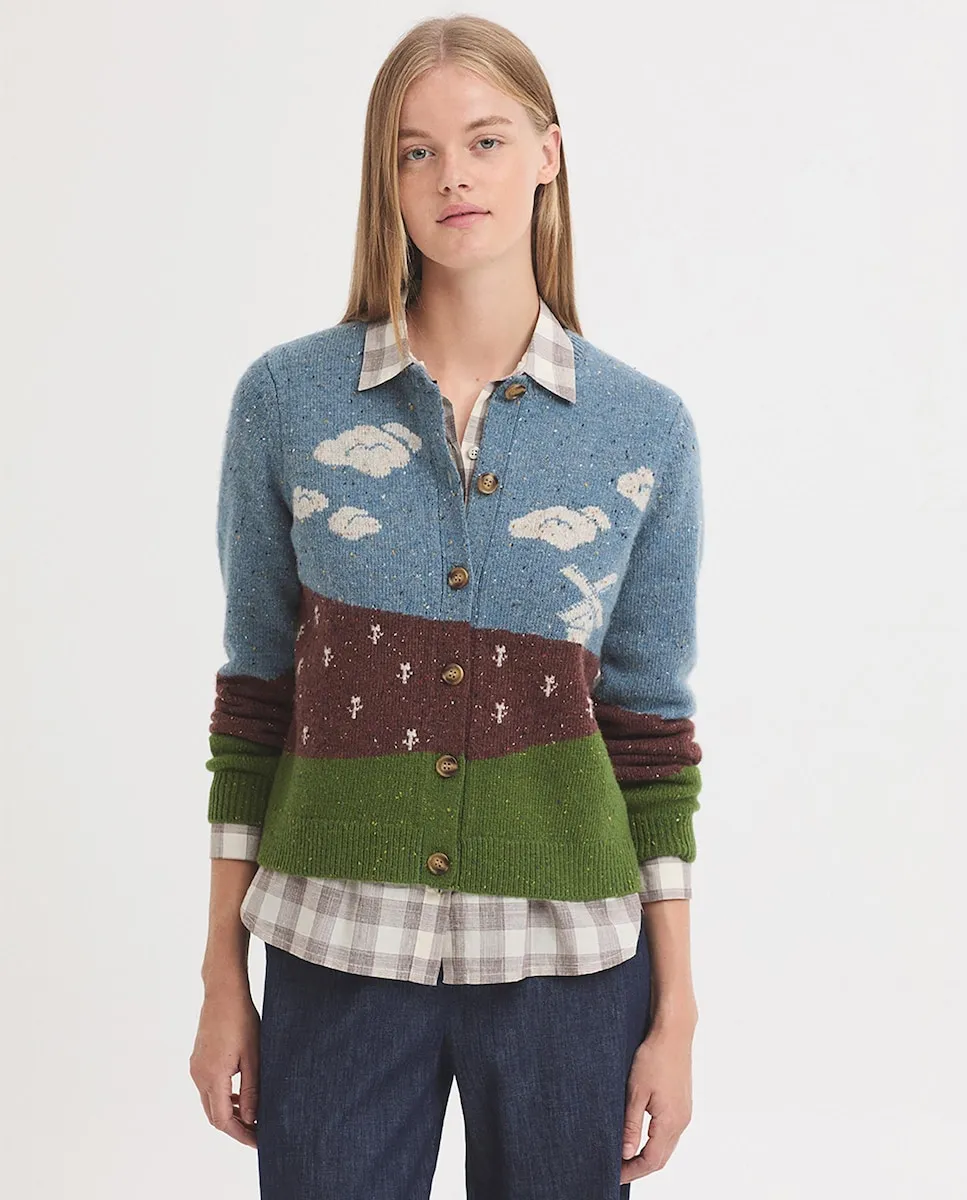 

Женский трикотажный пиджак на пуговицах с пейзажным дизайном Nice Things, мультиколор