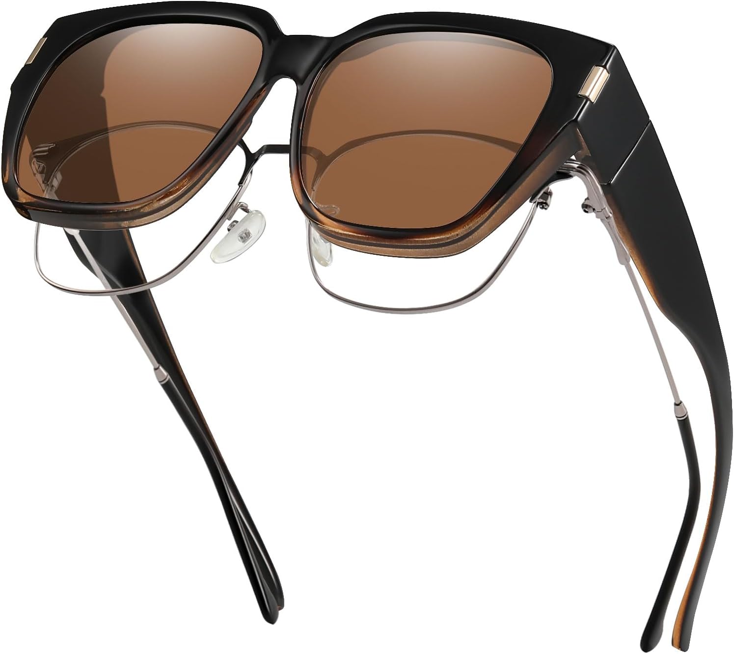 

Солнцезащитные очки HAOLOTA с поляризованными линзами, надеваемые поверх обычных очков, для женщин и мужчин. Модные квадратные очки с обтекаемой формой и защитой от УФ-излучения, L Size 13 Black-tortoise/Brown