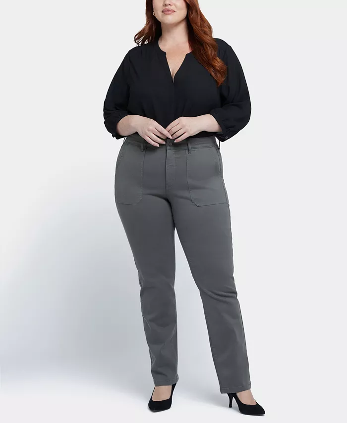 

Джинсы Marilyn Straight Utility Pocket размера Plus NYDJ, зеленый
