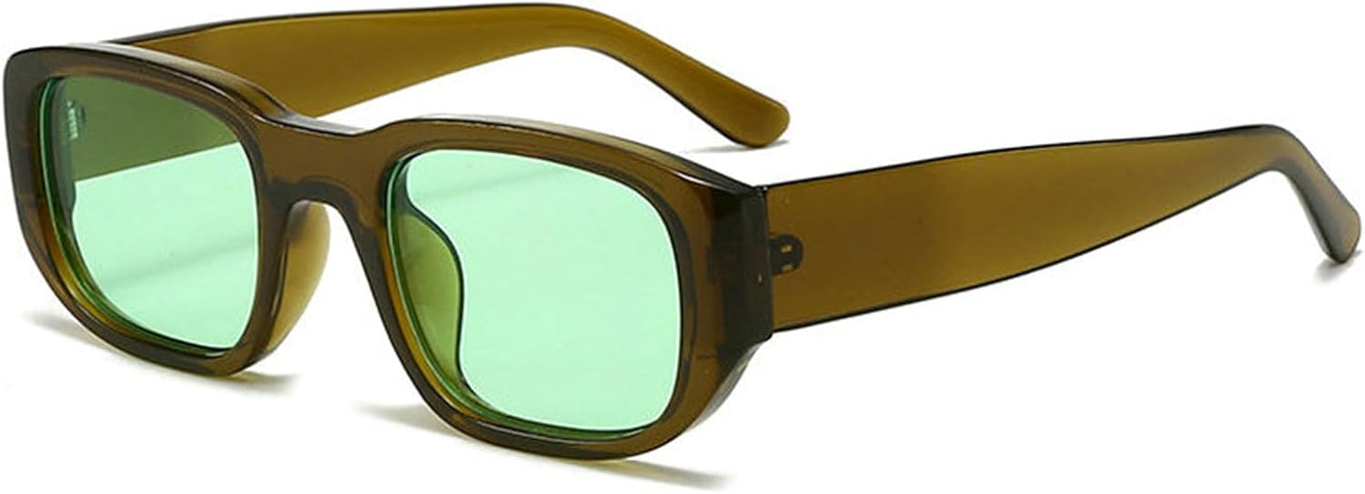 

Willochra Модные уникальные маленькие квадратные солнцезащитные очки для женщин в стиле ретро, ​​дизайнерские круглые, трендовые мужские панк-солнцезащитные очки зеленого цвета UV400, C4