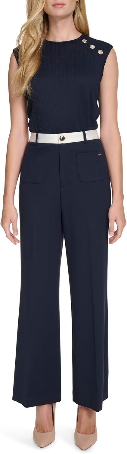 

Женские брюки-клеш с контрастной талией от Tommy Hilfiger, Midnight/Ivory