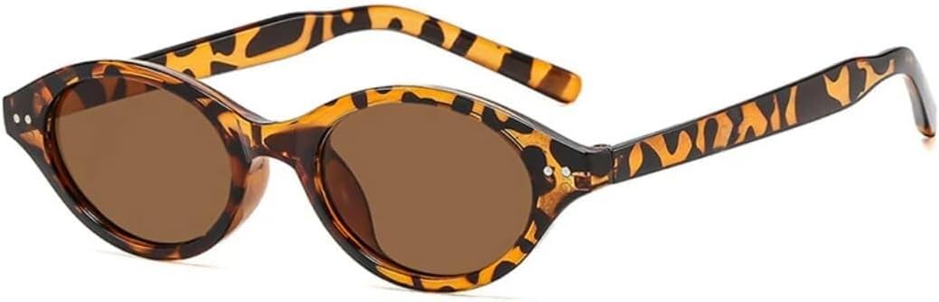 

Солнцезащитные очки с защитой UV400 | Маленькие овальные заклепки, цветные линзы | Для женщин и мужчин, для занятий спортом на открытом воздухе и вождения LXLHWN, Leopard Tea