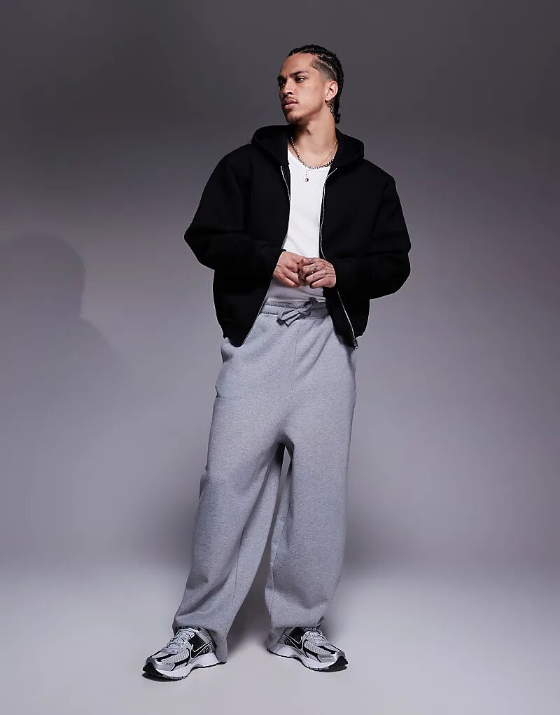 

Премиальные плотные спортивные брюки-баллоны ASOS DESIGN 400 г/м² серо-меланжевого цвета