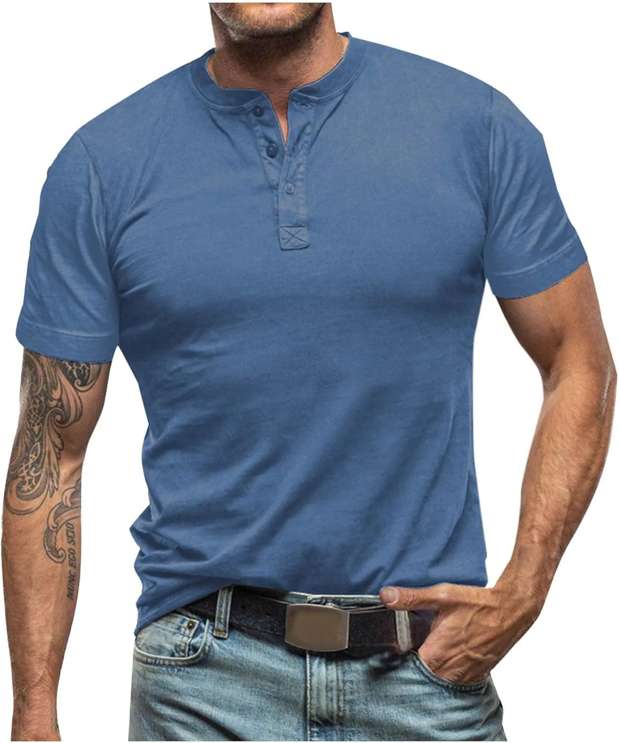 

Xiaojake мужская футболка Henley с коротким рукавом Xiaojmake