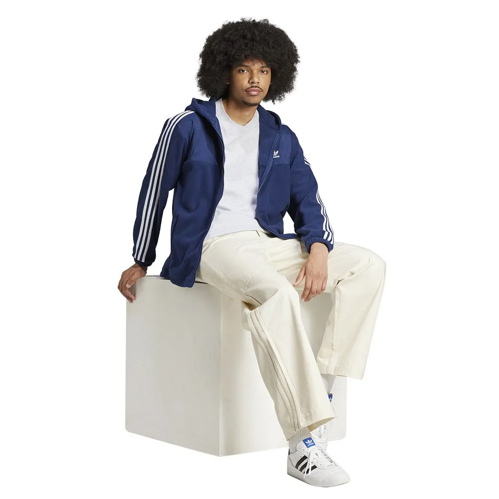 Толстовка adidas Originals Adicolor 3 Stripes Teddy Fleece full zip, синий — фото 4