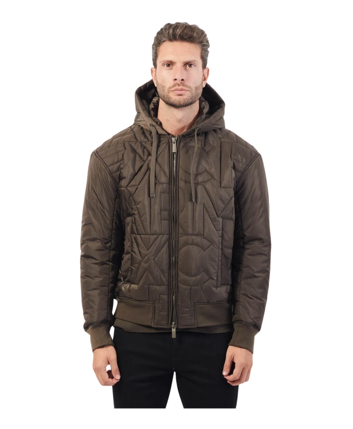 

Пальто с капюшоном и карманами на молнии. Armani Exchange, зеленый