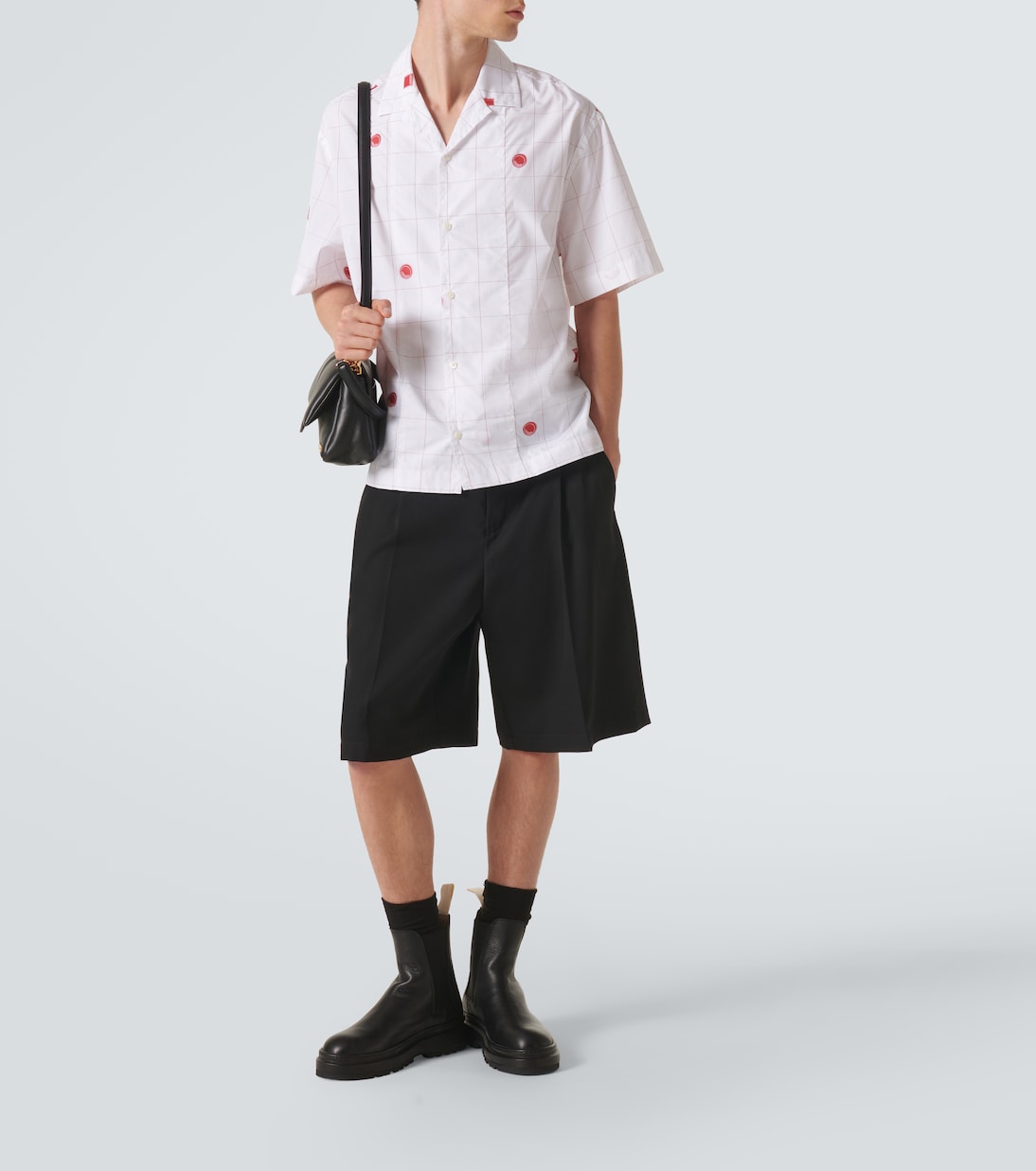 Рубашка для боулинга из хлопкового жаккарда в клетку Jacquemus, Jacqd Lab Check Red White — фото 2