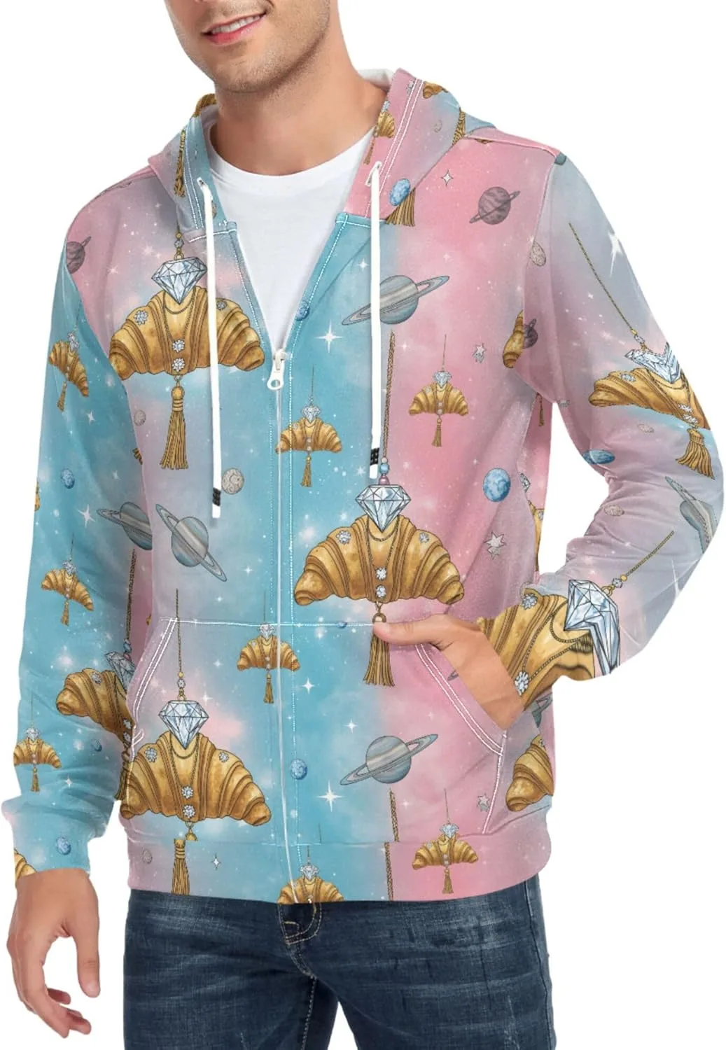 

Мужской худи с капюшоном на молнии Croissant Space Diamond Planets CUPADA