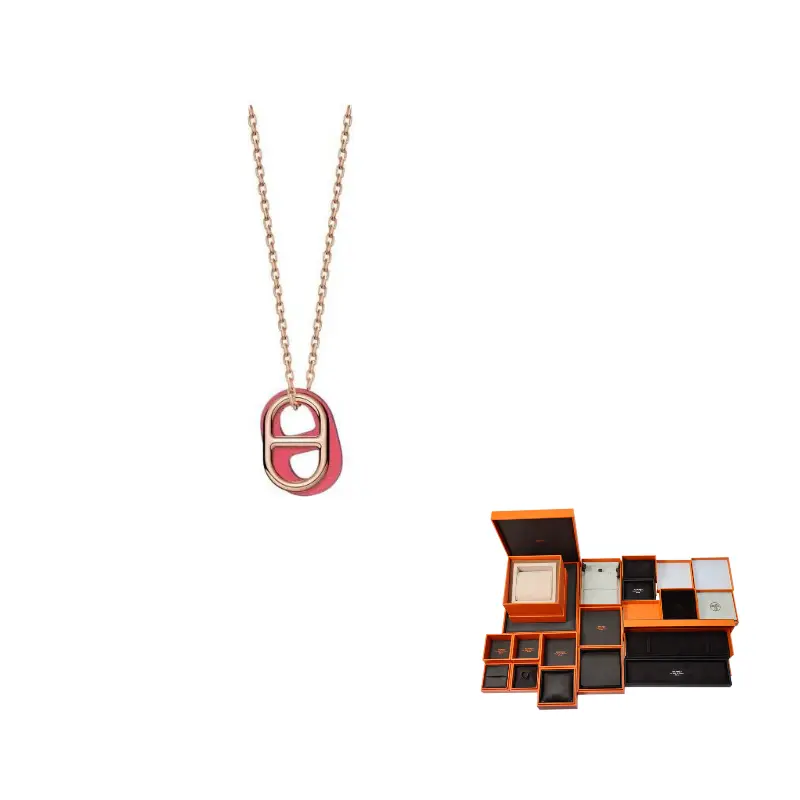 

Женское ожерелье из телячьей кожи O'Maillon Hermes, розовое золото