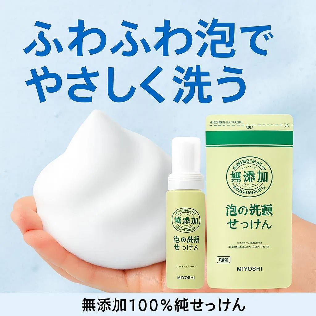Набор для умывания MIYOSHI Additive-Free Foaming Face Washing Soap, 180 мл, 2 шт, без отдушки — фото 2