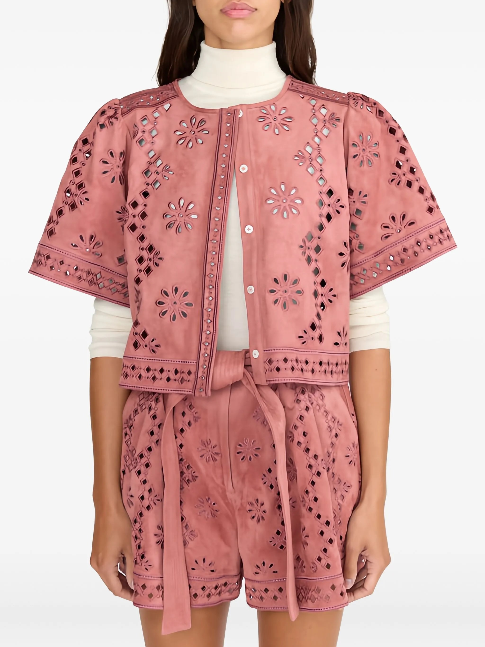 

Блузка с цветочным вырезом Ray Christy Lynn, розовый