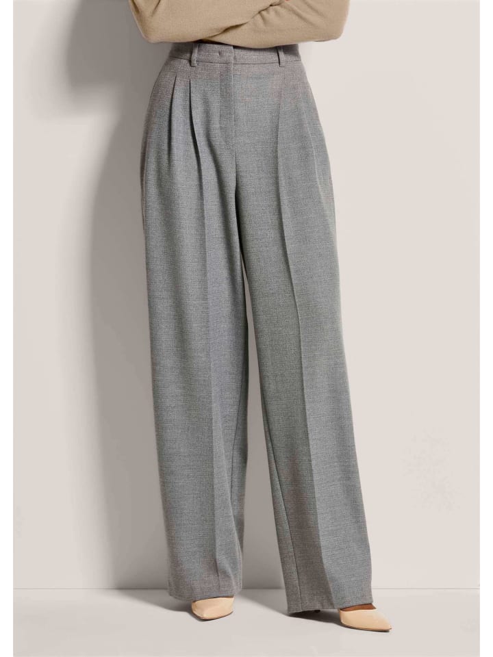 

MADELEINE Широкие плиссированные брюки с фигурным поясом, цвет графитовый/меланж