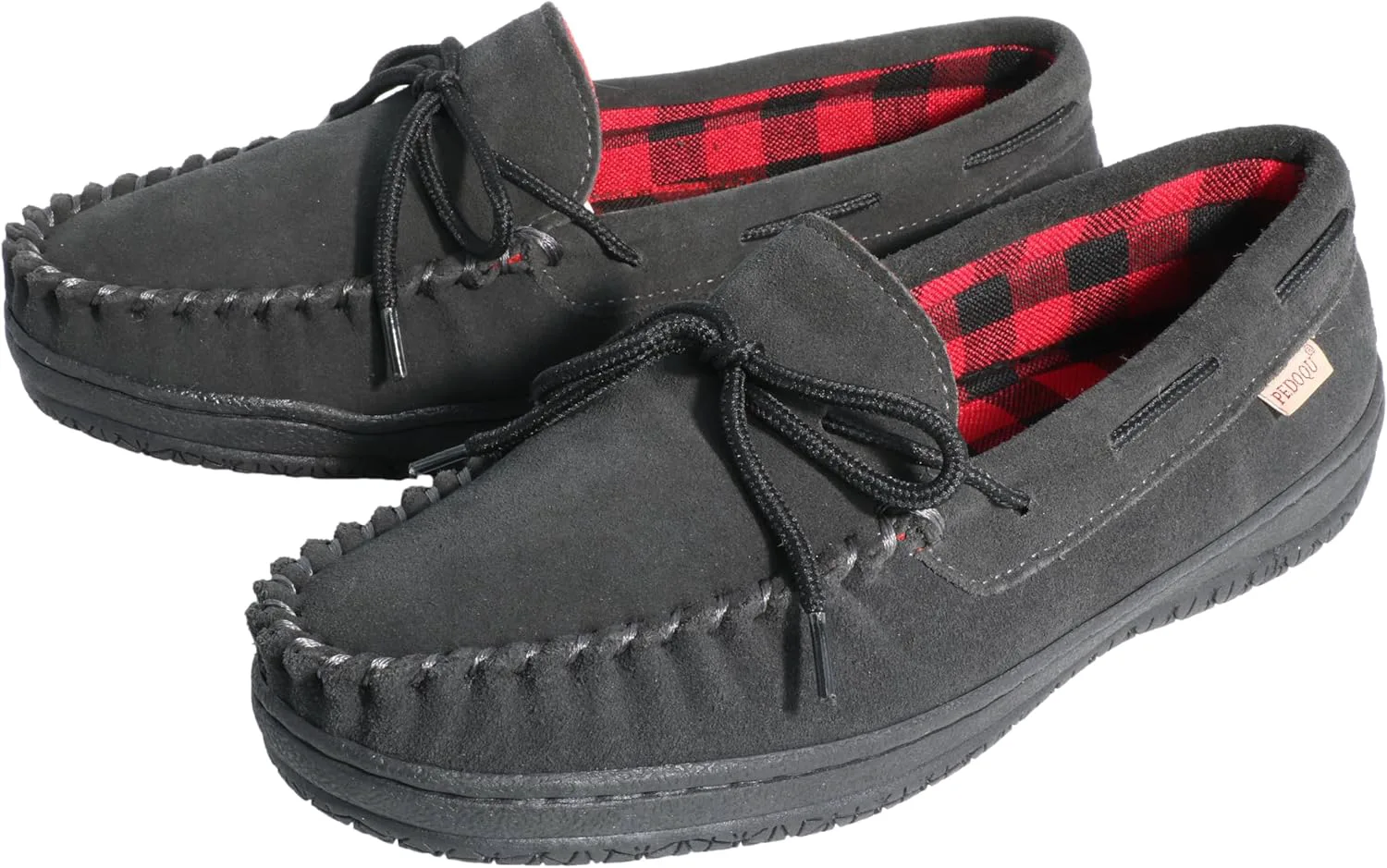 

Мужские мокасины с завязками, верх из натуральной кожи, стелька с эффектом памяти, удобные домашние тапочки, дышащие лоферы для носки дома и на улице, ширина D PEDOQU, серый