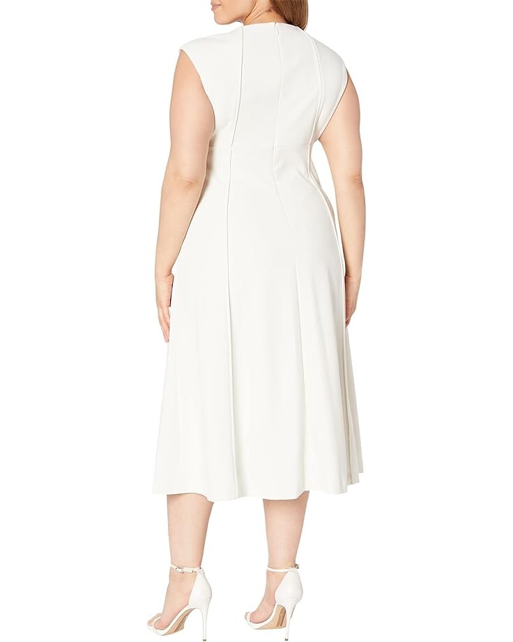 

Платье Calvin Klein Cap Sleeve V-Neck Scuba Crepe Midi Sheath, цвет Pearl