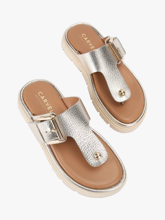 Босоножки-муле T-bar из металлизированной кожи Pavilion Carvela, Gold — фото 3